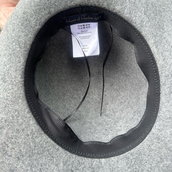 House Of Harlow 1960 100% Wool Rounded Crown Hat With Buckle Band - Picture 7 of 8